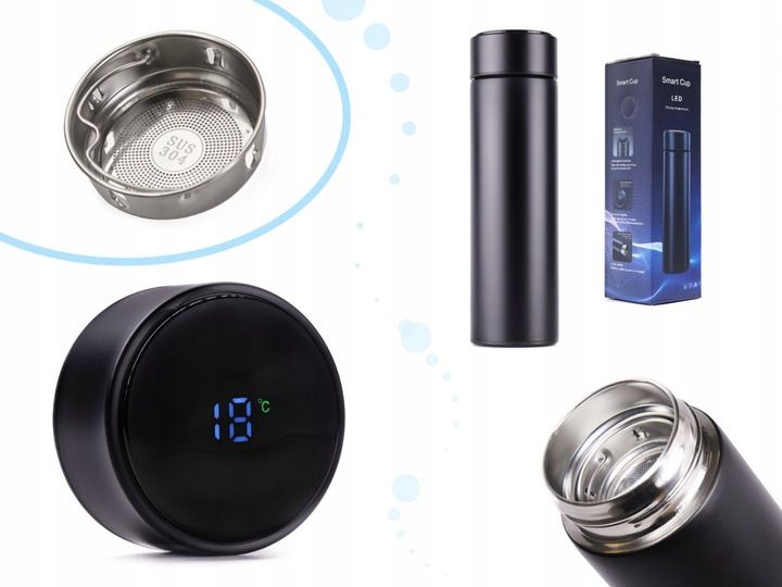 Kubek termiczny termos smart LED 500ml czarny zdjęcie 8