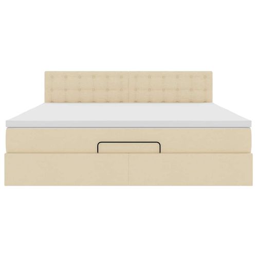 Otomana Łóżko z Materacem i LED, kremowy, 180x200cm, tkanina na Arena.pl