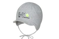 BROEL Basic 200 czapka niemowlęca wiązana z daszkiem szara 40-42