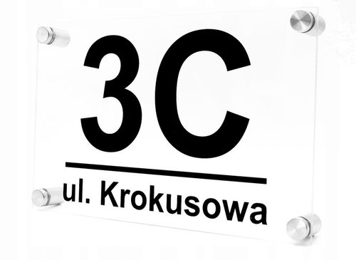 TABLICZKA ADRESOWA Z NUMEREM DOMU |TRWAŁA PLEKSA|WZORY| +DYSTANSE MONTAŻOWE na Arena.pl