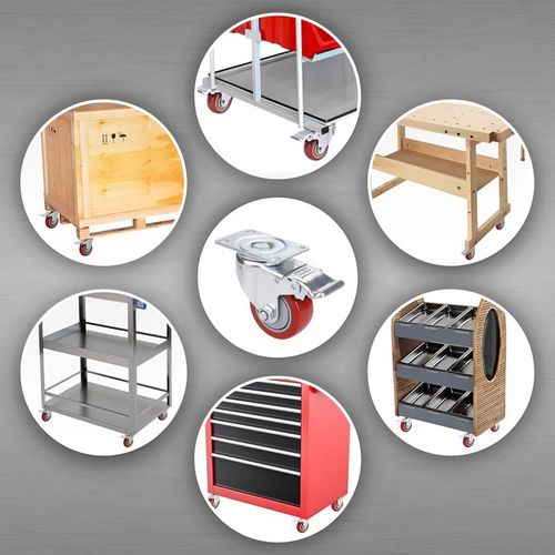 KÓŁKA OBROTOWE 75mm 200kg Z HAMULCEM GUMOWE ZESTAW JEZDNY WÓZKA 4 SZT na Arena.pl