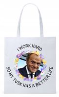 Donald Tusk Platforma Torba Eco Biała Shopper Z Nadrukiem Ze Zdjęciem