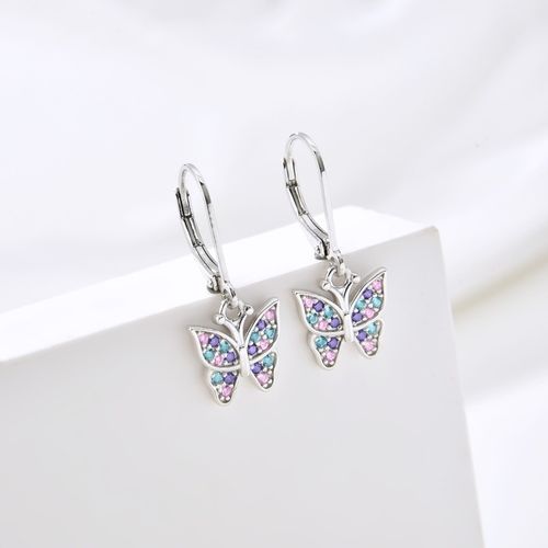Kolczyki wiszące motylki srebrne dla dziewczynki dzieci srebro próba 925 na Arena.pl