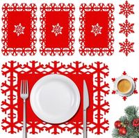 Podkładki Na Stół Maty Świąteczne Motyw Płatki Śniegu 35 x 25cm 4szt