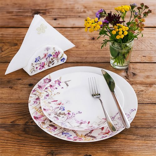 Talerz Obiadowy Duży Płytki Płaski na Obiad Porcelanowy Kwiaty 27 cm na Arena.pl