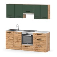 Kuchnia Mała Modułowa Z Blatem Pojemna 2.0m Wotan Butelkowa Zieleń Wotan