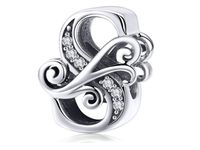 Rodowany srebrny charms pandora litera literka S srebro 925 BEAD96