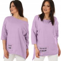 F579 MARZENIE luźna TUNIKA z kieszonką i nadrukiem