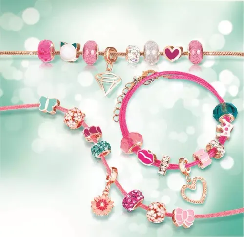 Zestaw dla dzieci do wyrobu bransoletek Make it Real Halo Charms Think Pink na Arena.pl