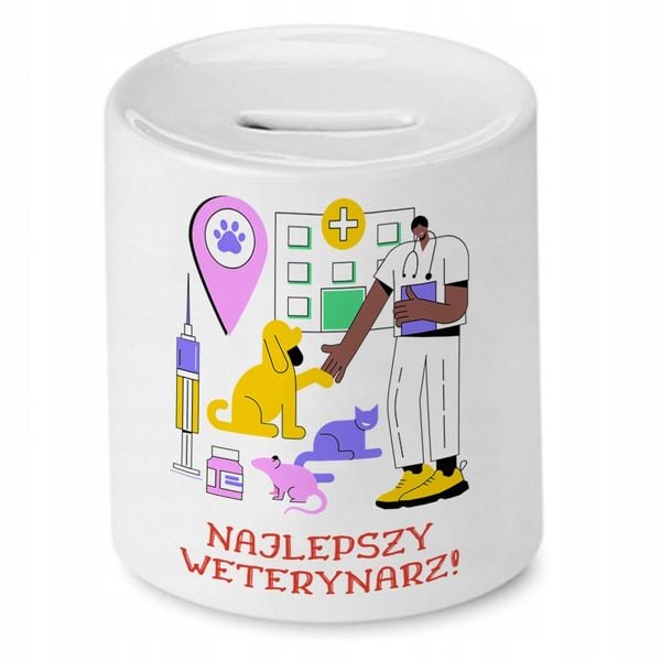 Skarbonka Dla Weterynarza Najlepszy Weterynarz Z Nadrukiem Ze Zdjęciem zdjęcie 1