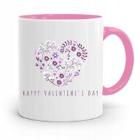Kubek Różowy Na Walentynki Happy Valentine's Day Z Nadrukiem Ze Zdjęciem