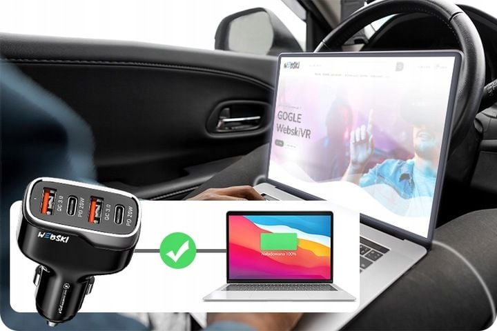 Webski ŁADOWARKA SAMOCHODOWA 40W USB USB TYP-C PD zdjęcie 10