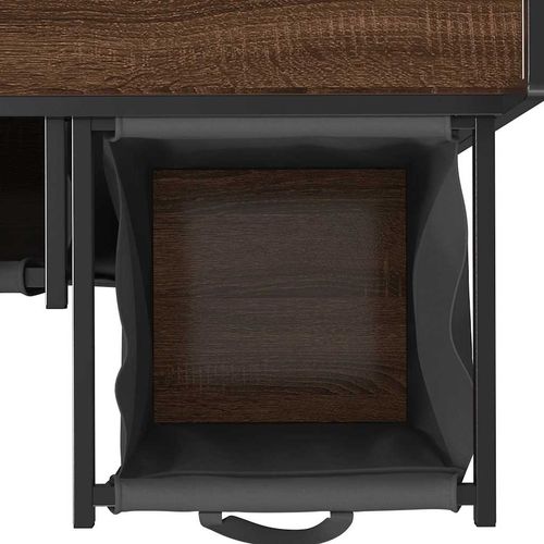 Kosz na pranie 2 przegrody z półką, brązowy dąb na Arena.pl