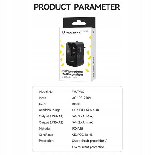 PRZEJŚCIÓWKA GNIAZDKA CAŁY ŚWIAT ADAPTER PODRÓŻNY ŁADOWARKA USB UNIWERSALNA na Arena.pl