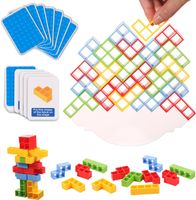 Gra Zręcznościowa Balansująca Wieża 48 Klockó Kolorowa Dla Dzieci i Rodziny