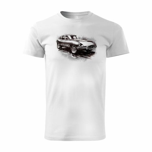 Koszulka z samochodem jaguar z jaguarem e-type e type etype kolekcjonerska męska biała REGULAR XL na Arena.pl