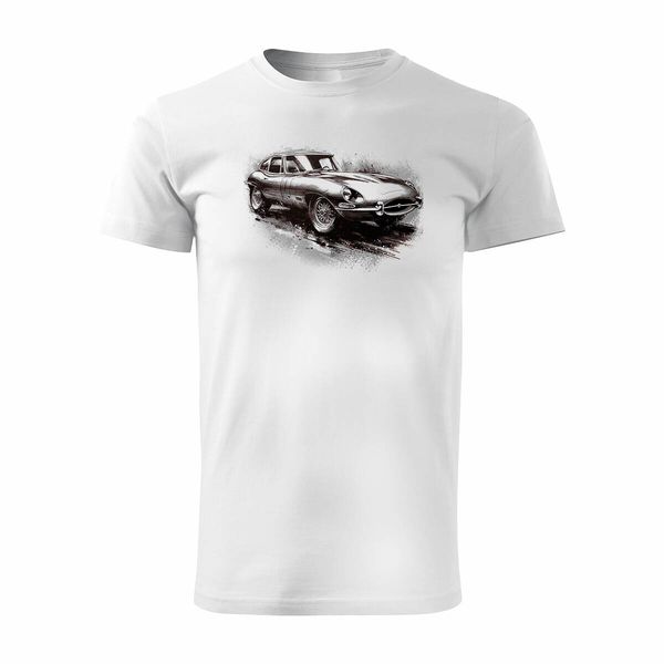 Koszulka z samochodem jaguar z jaguarem e-type e type etype kolekcjonerska męska biała REGULAR XL zdjęcie 1