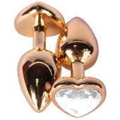 Złoty Korek Analny Serce Z Przejrzystym Kryształkiem Gold Diamond Plug Heart Cristal