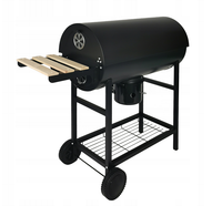 Grill węglowy ogrodowy stalowy z pokrywą i termometrem