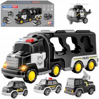 Zestaw laweta transportowa autka policyjne helikopter dźwięk SX600-23A