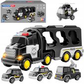 Zestaw laweta transportowa autka policyjne helikopter dźwięk SX600-23A