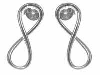 Delikatne rodowane srebrne gładkie kolczyki celebrytka nieskończoność infinity srebro 925 FL145KS