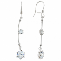 SREBRNE KOLCZYKI WISZĄCE NA BIGLU Z BIAŁĄ CYRKONIĄ SREBRO PRÓBY 925