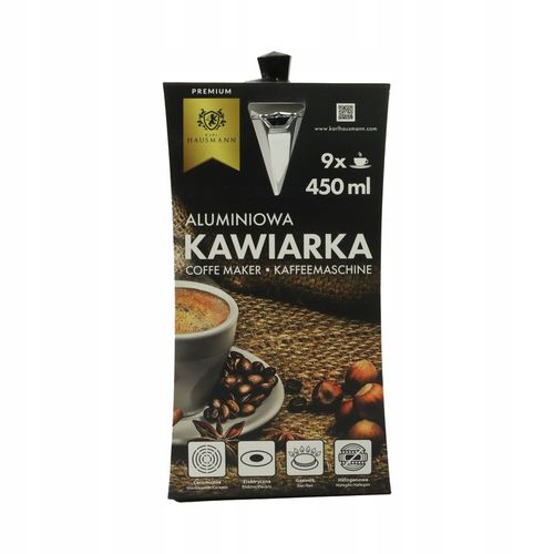 KAWIARKA ALUMINIOWA 450 ml 9 filiżanek SREBRNA DO KAWY + GRATIS na Arena.pl