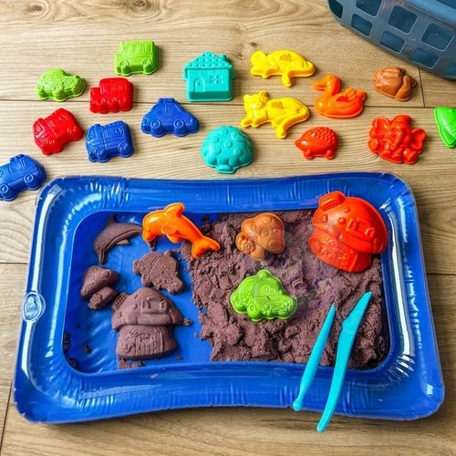 WOOPIE Piasek Kinetyczny 0,8 kg Zestaw w Koszyku z Foremkami + / na Arena.pl