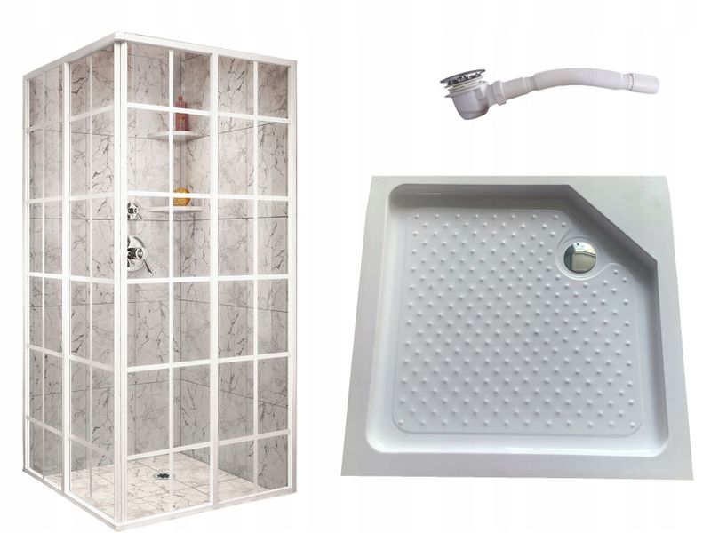 Kabina prysznicowa 90x90 biała LOFT 2x szprosy CE zdjęcie 1