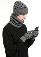 KOMPLET MĘSKI CZAPKA KOMIN RĘKAWICZKI CIEPŁY ZESTAW ZIMOWY