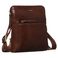 brązowa, męska listonoszka ze skóry naturalnej zamykana suwakiem