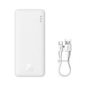 powerbank airpow 20w 10000mah z kablem usb-a - usb-c 30cm - biały