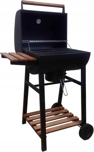Grill węglowy na kółkach beczka otwierany z rusztem żeliwnym termometr stal na Arena.pl