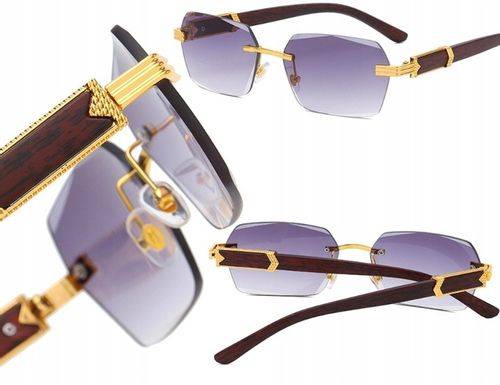 Okulary Przeciwsłoneczne bezramkowe prostokątne Damskie męskie UV400 Brąz na Arena.pl