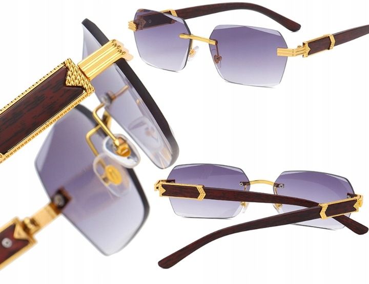 Okulary Przeciwsłoneczne bezramkowe prostokątne Damskie męskie UV400 Brąz zdjęcie 9