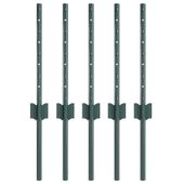 Słupki ogrodzeniowe 5 pcs Zielony 40 cm Stal