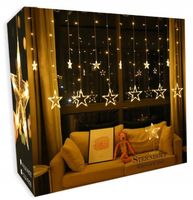 KURTYNA ŚWIETLNA GWIAZDKI OZDOBY ŚWIĄTECZNE LAMPKI 120 LED BIAŁY CIEPŁY