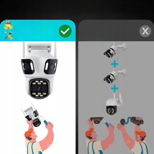 POTRÓJNA KAMERA WIFI IP SMART ZEWNĘTRZNA OBROTOWA UHD 8MP ZOOM ICSEE 3w1 na Arena.pl