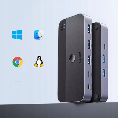 UGREEN PRZEŁĄCZNIK SWITCH 3X USB-A 3.0 USB-C 5Gb/s + 2 x KABEL USB-A 1,5M na Arena.pl