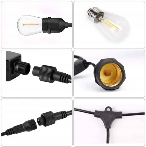 Girlanda Ogrodowa Świetlna 20m+41x Żarówka LED 1W Zewnętrzna Wodoszczelna na Arena.pl