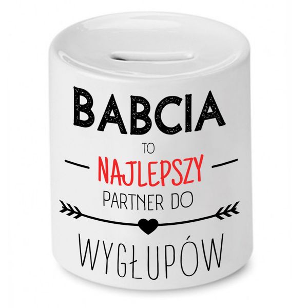 Skarbonka Dla Babci Najlepszy Partner Do Wygłupów Z Nadrukiem Ze Zdjęciem zdjęcie 1