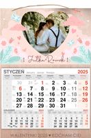 KALENDARZ 2025 jednodzielny DREWNIANY prezent NA WALENTYNKI ze zdjęciem