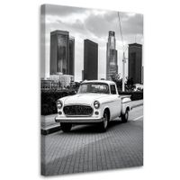 Obraz do salonu biura, Biały samochód PickUp stojący na ulicy