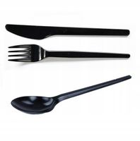 Zestaw sztućce plastikowe czarne noże widelce łyżki na grilla x100komplet