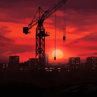 Plakat 30x30cm Zmierzch Nad Budową
