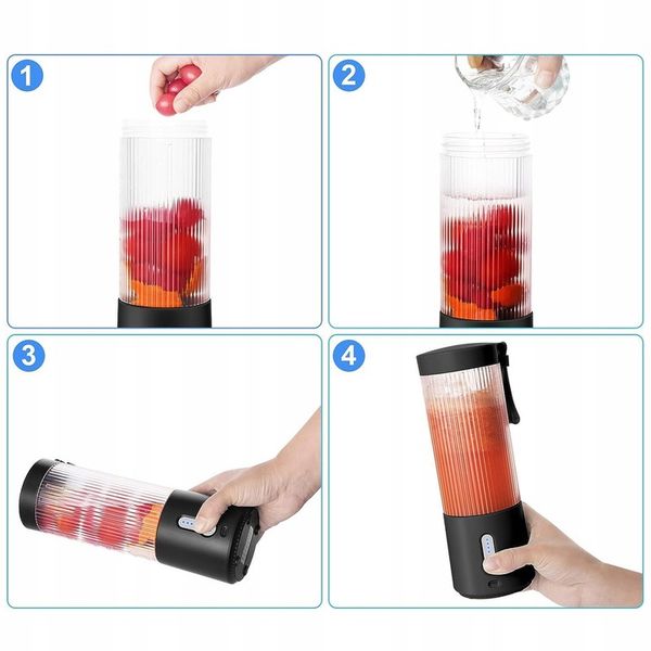 Blender do Koktajli 450ml z 6 Nierdzewnymi Żmijkami i 2000mAh Baterią zdjęcie 15