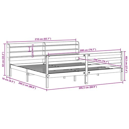 Rama łóżka z wezgłowiem, 200x200 cm, lite drewno sosnowe na Arena.pl