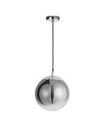 Kulista lampa wisząca Caleta do salonu chrom przydymiona