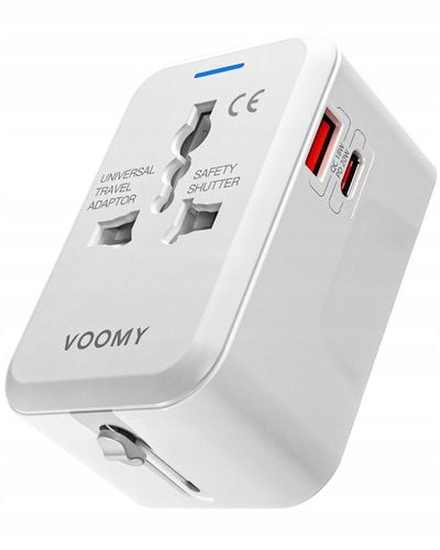 Voomy 20W Uniwersalna Wtyczka Światowa - 150+ krajów - USB-C & USB-A na Arena.pl
